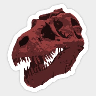 Red T-Rex Dinosaur Fossil Skull Art Sticker